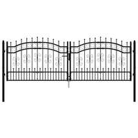 Recinzione Cancello con Punta a Lancia Nera 305x151cm Acciaio cod mxl 53177