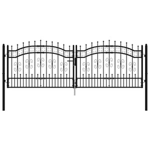 Recinzione Cancello con Punta a Lancia Nera 305x151cm Acciaio cod mxl 53177