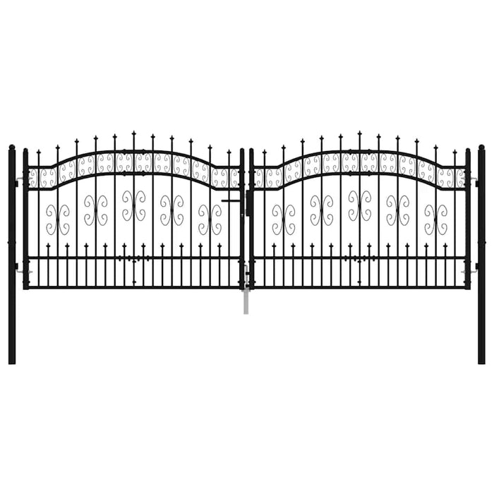 Recinzione Cancello con Punta a Lancia Nera 305x151cm Acciaio cod mxl 53177