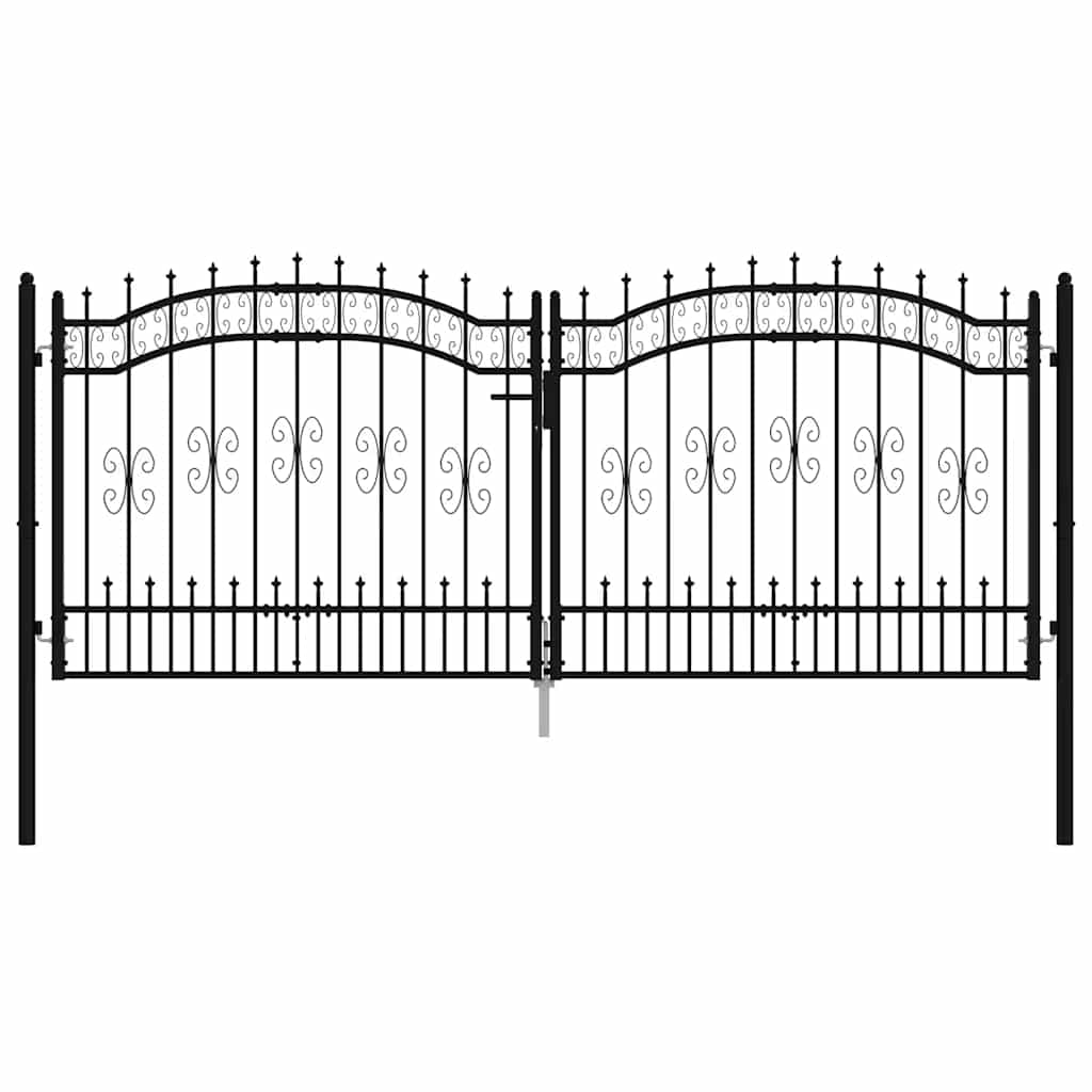 Cancello per recinzione con punta a lancia nero 305x125 cm in acciaio verniciato a polvere 151096