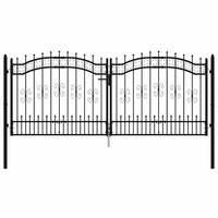 Cancello per recinzione con punta a lancia nero 305x125 cm in acciaio verniciato a polvere 151096
