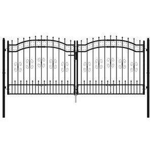 Cancello per recinzione con punta a lancia nero 305x125 cm in acciaio verniciato a polvere 151096