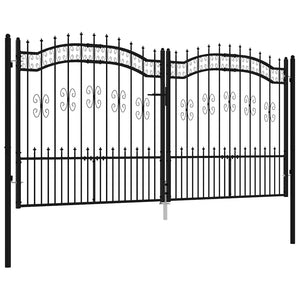 Cancello per recinzione con punta a lancia nero 305x150 cm in acciaio verniciato a polvere 151097
