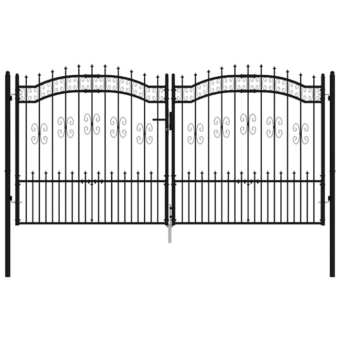 Cancello per recinzione con punta a lancia nero 305x150 cm in acciaio verniciato a polvere 151097
