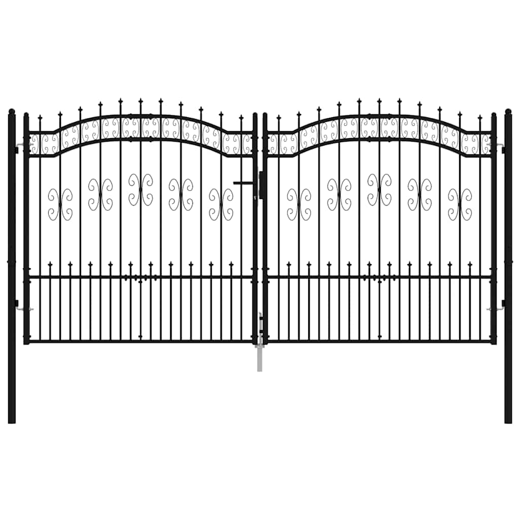 Recinzione Cancello con Punta a Lancia Nera 305x198cm Acciaio cod mxl 42313