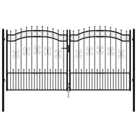 Recinzione Cancello con Punta a Lancia Nera 305x198cm Acciaio cod mxl 42313