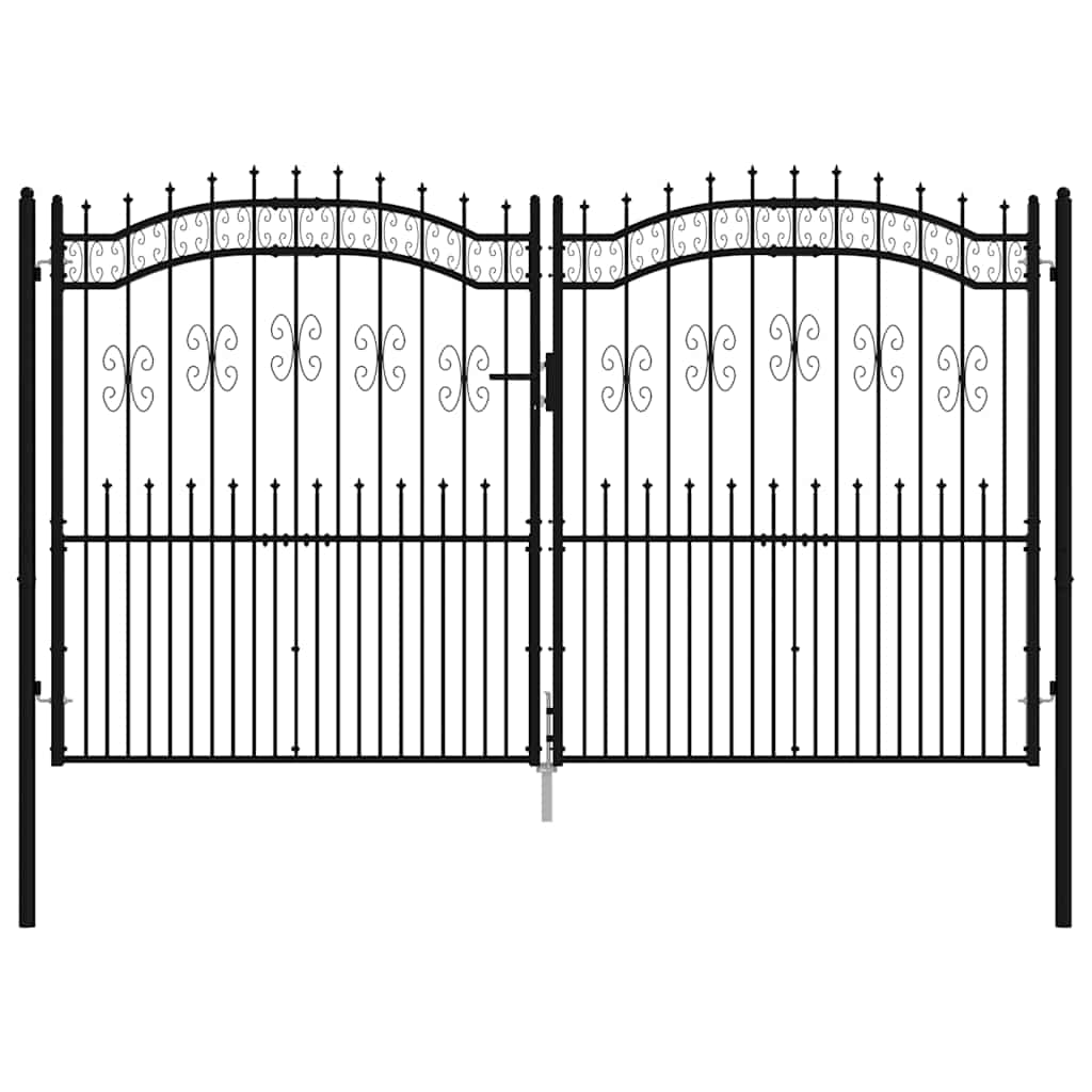 Recinzione Cancello con Punta a Lancia Nera 305x223cm Acciaio cod mxl 42311