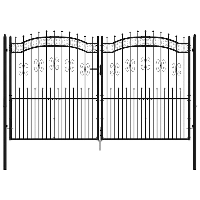 Recinzione Cancello con Punta a Lancia Nera 305x223cm Acciaio cod mxl 42311