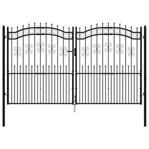 Cancello per recinzione con punta a lancia nero 305x175 cm in acciaio verniciato a polvere 151098