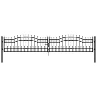 Recinzione Cancello con Punta a Lancia Nera 406x120cm Acciaio cod mxl 42759