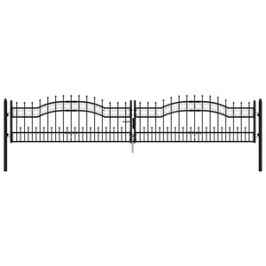 Recinzione Cancello con Punta a Lancia Nera 406x120cm Acciaio cod mxl 42759