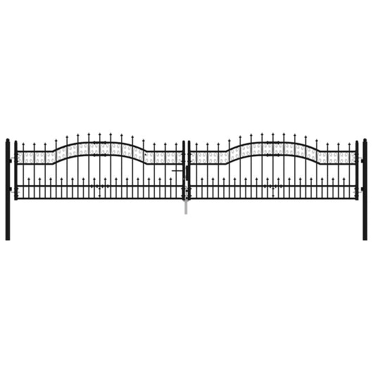 Recinzione Cancello con Punta a Lancia Nera 406x120cm Acciaio cod mxl 42759