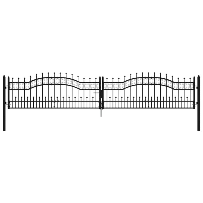 Recinzione Cancello con Punta a Lancia Nera 406x120cm Acciaio cod mxl 42759