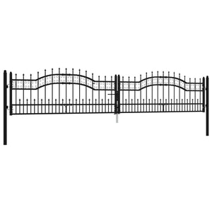 Recinzione Cancello con Punta a Lancia Nera 406x120cm Acciaio cod mxl 42759