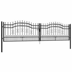 Cancello per recinzione con punta a lancia nero 406x100 cm in acciaio verniciato a polvere 151100