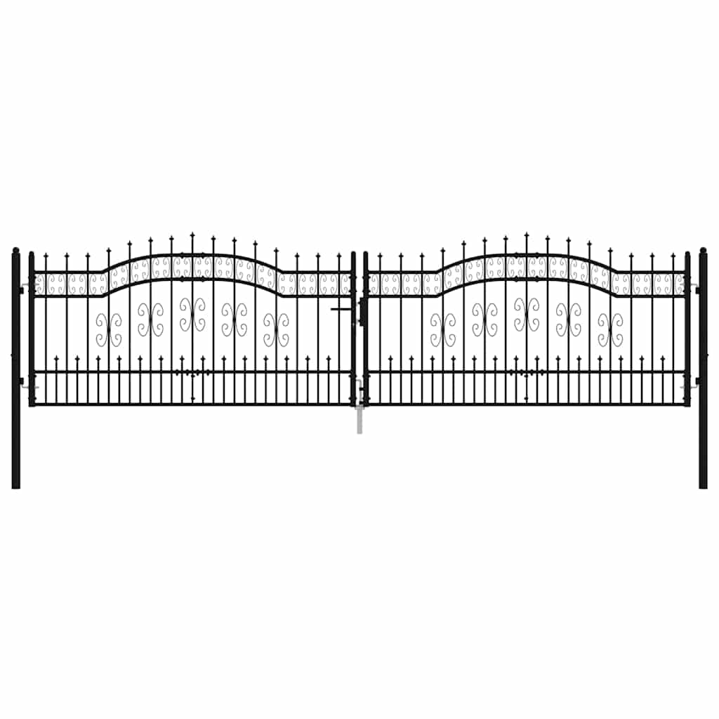 Recinzione Cancello con Punta a Lancia Nera 406x151cm Acciaio cod mxl 47808