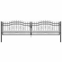 Recinzione Cancello con Punta a Lancia Nera 406x151cm Acciaio cod mxl 47808