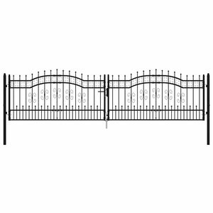 Recinzione Cancello con Punta a Lancia Nera 406x151cm Acciaio cod mxl 47808