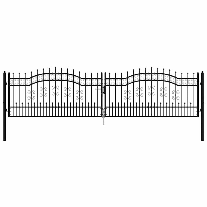 Recinzione Cancello con Punta a Lancia Nera 406x151cm Acciaio cod mxl 47808