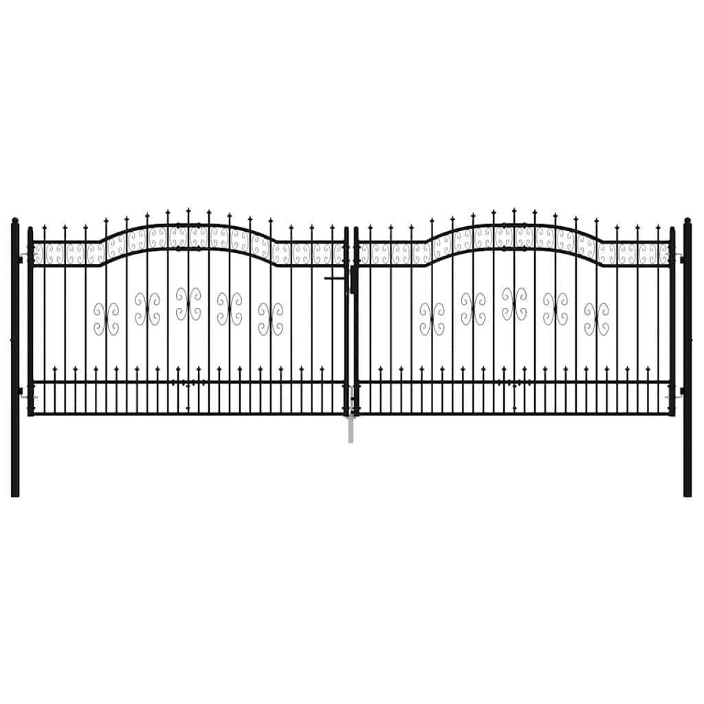 Cancello per recinzione con punta a lancia nero 406x125 cm in acciaio verniciato a polvere 151101