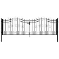 Cancello per recinzione con punta a lancia nero 406x125 cm in acciaio verniciato a polvere 151101