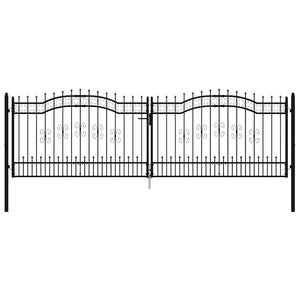 Cancello per recinzione con punta a lancia nero 406x125 cm in acciaio verniciato a polvere 151101