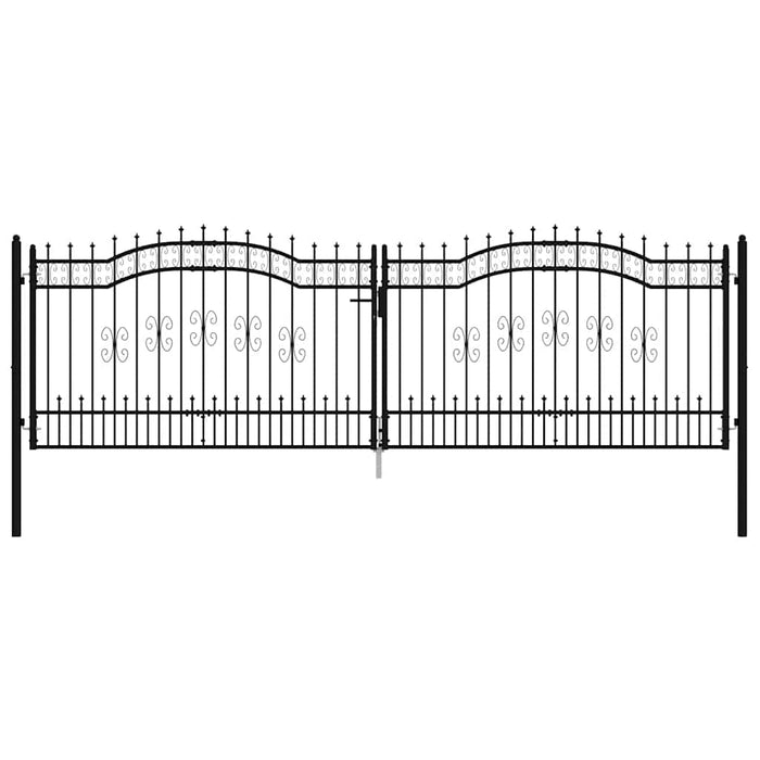 Cancello per recinzione con punta a lancia nero 406x125 cm in acciaio verniciato a polvere 151101