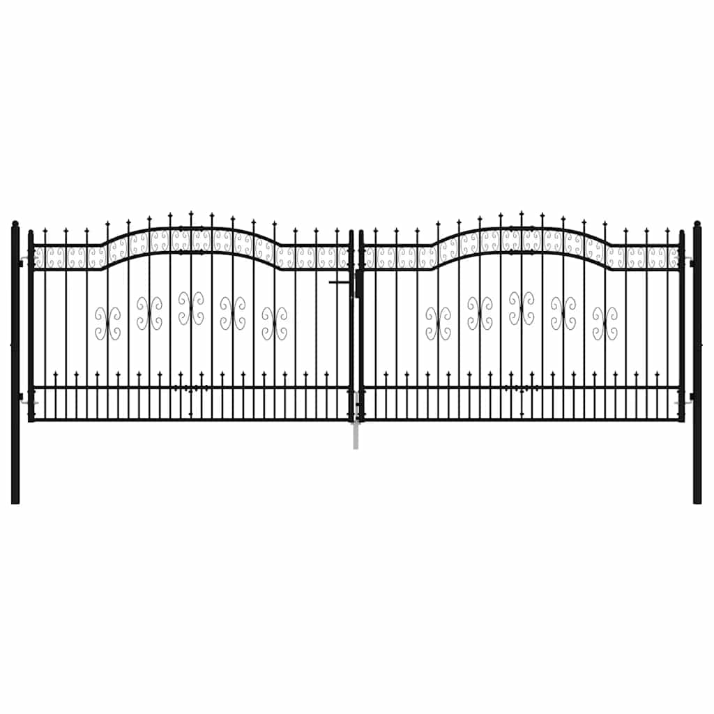 Recinzione Cancello con Punta a Lancia Nera 406x173cm Acciaio cod mxl 42793