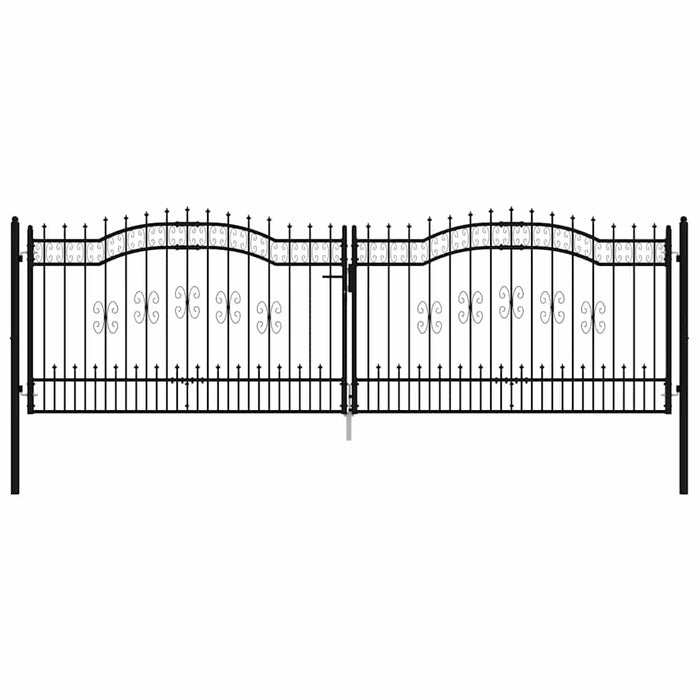 Recinzione Cancello con Punta a Lancia Nera 406x173cm Acciaio cod mxl 42793