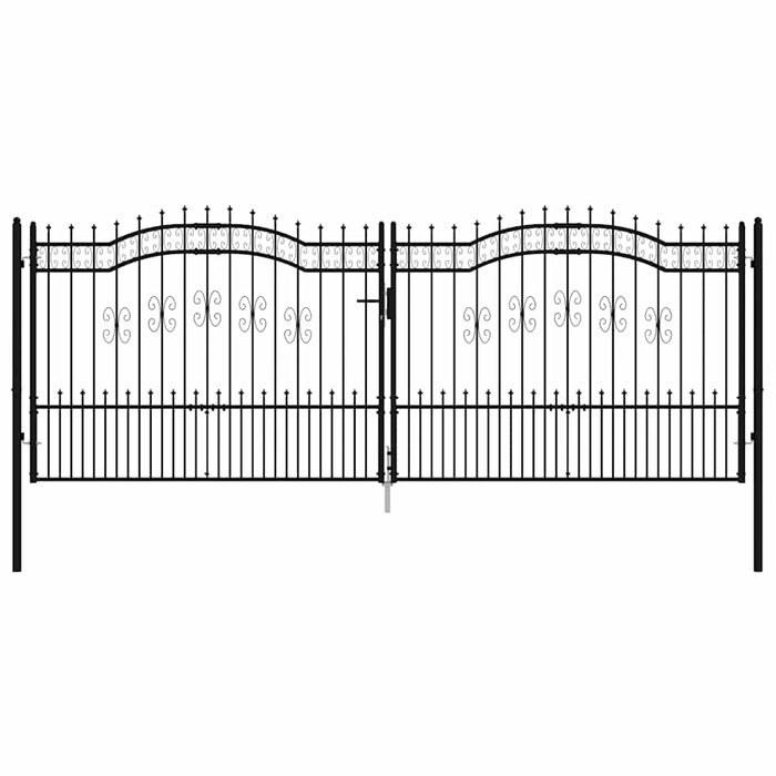 Cancello per recinzione con punta a lancia nero 406x150 cm in acciaio verniciato a polvere 151102