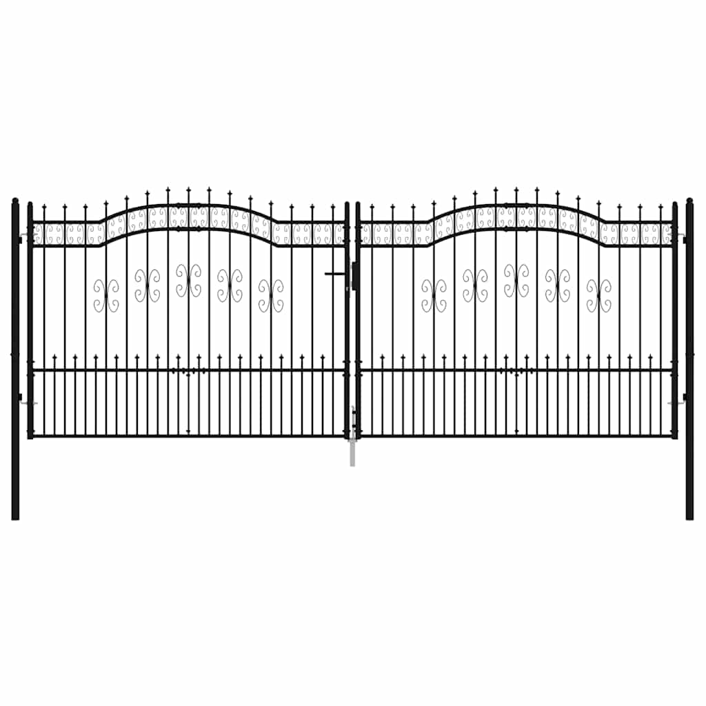 Recinzione Cancello con Punta a Lancia Nera 406x198cm Acciaio cod mxl 42366