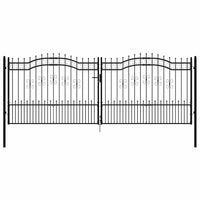 Recinzione Cancello con Punta a Lancia Nera 406x198cm Acciaio cod mxl 42366