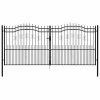 Recinzione Cancello con Punta a Lancia Nera 406x223cm Acciaio cod mxl 49221
