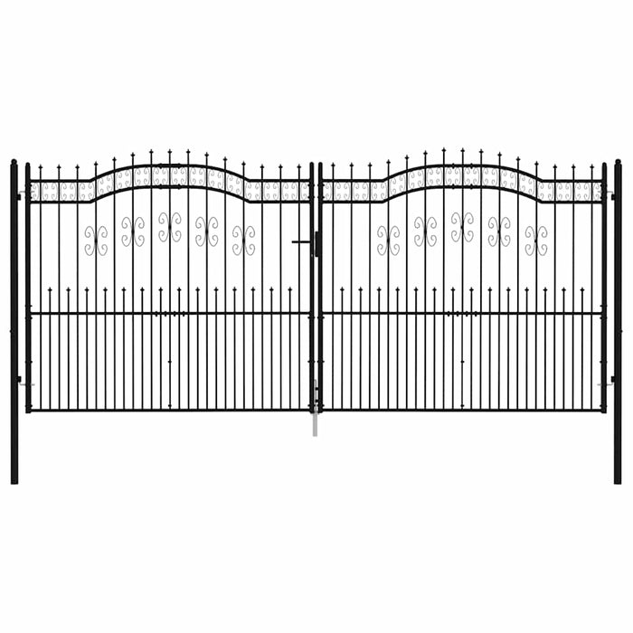 Recinzione Cancello con Punta a Lancia Nera 406x223cm Acciaio cod mxl 49221