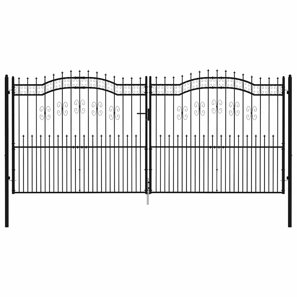 Cancello per recinzione con punta a lancia nero 406x175 cm in acciaio verniciato a polvere 151103
