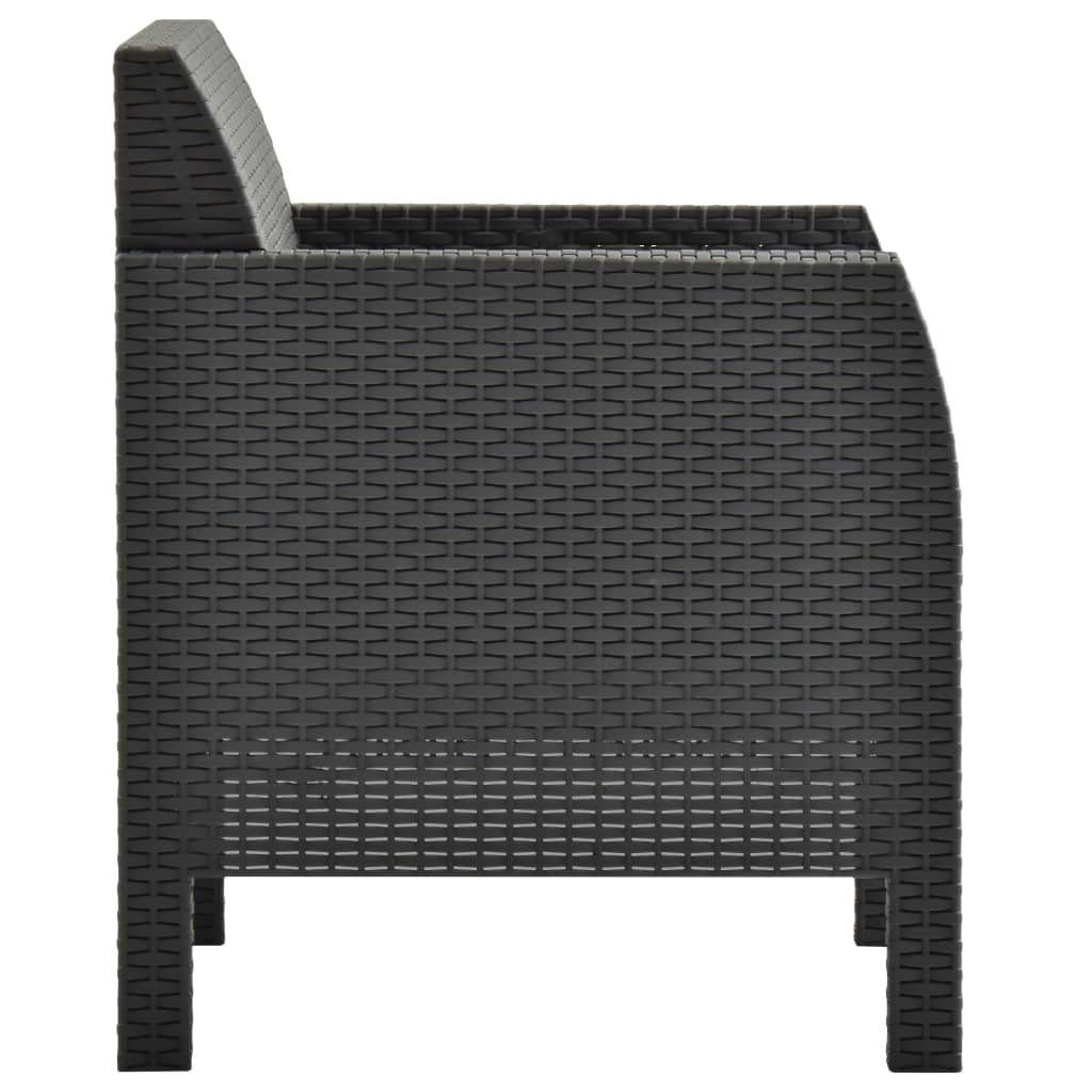 Sedie da Giardino con Cuscini 2 pz in Rattan PP Antracite cod mxl 10196