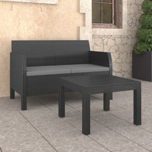 Set Divani da Giardino 2 pz con Cuscini in Rattan PP Antracite 3079667