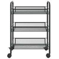 Carrello da Cucina con 3 Ripiani Nero 46x26x64 cm in Ferro cod mxl 65492