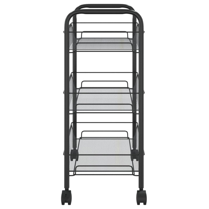 Carrello da Cucina con 3 Ripiani Nero 46x26x64 cm in Ferro cod mxl 65492