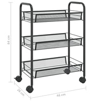 Carrello da Cucina con 3 Ripiani-Scaffale per Cucina Nero 46x26x64 cm in Ferro
