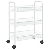 Carrello da Cucina con 3 Ripiani Bianco 46x26x64 cm in Ferro 336323