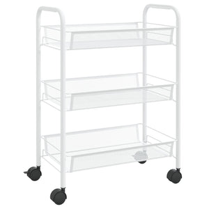 Carrello da Cucina con 3 Ripiani Bianco 46x26x64 cm in Ferro 336323
