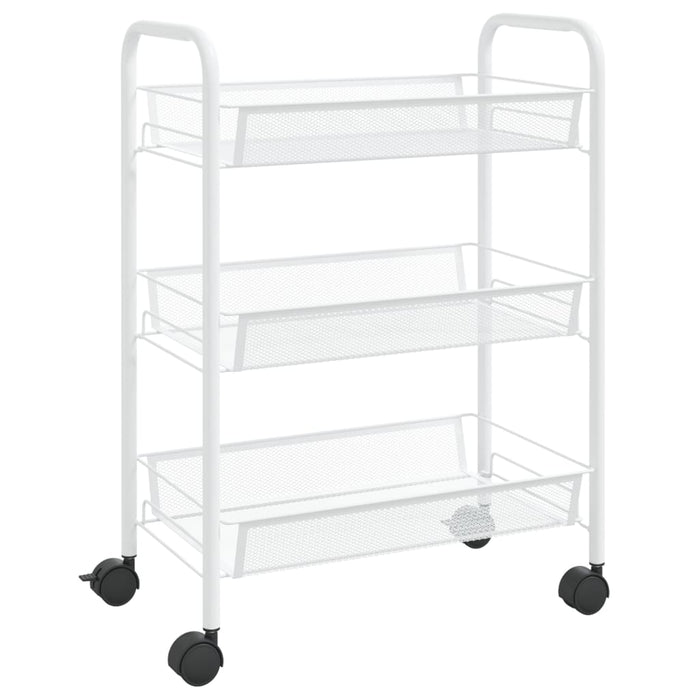 Carrello da Cucina con 3 Ripiani-Scaffale per Cucina Bianco 46x26x64 cm in Ferro