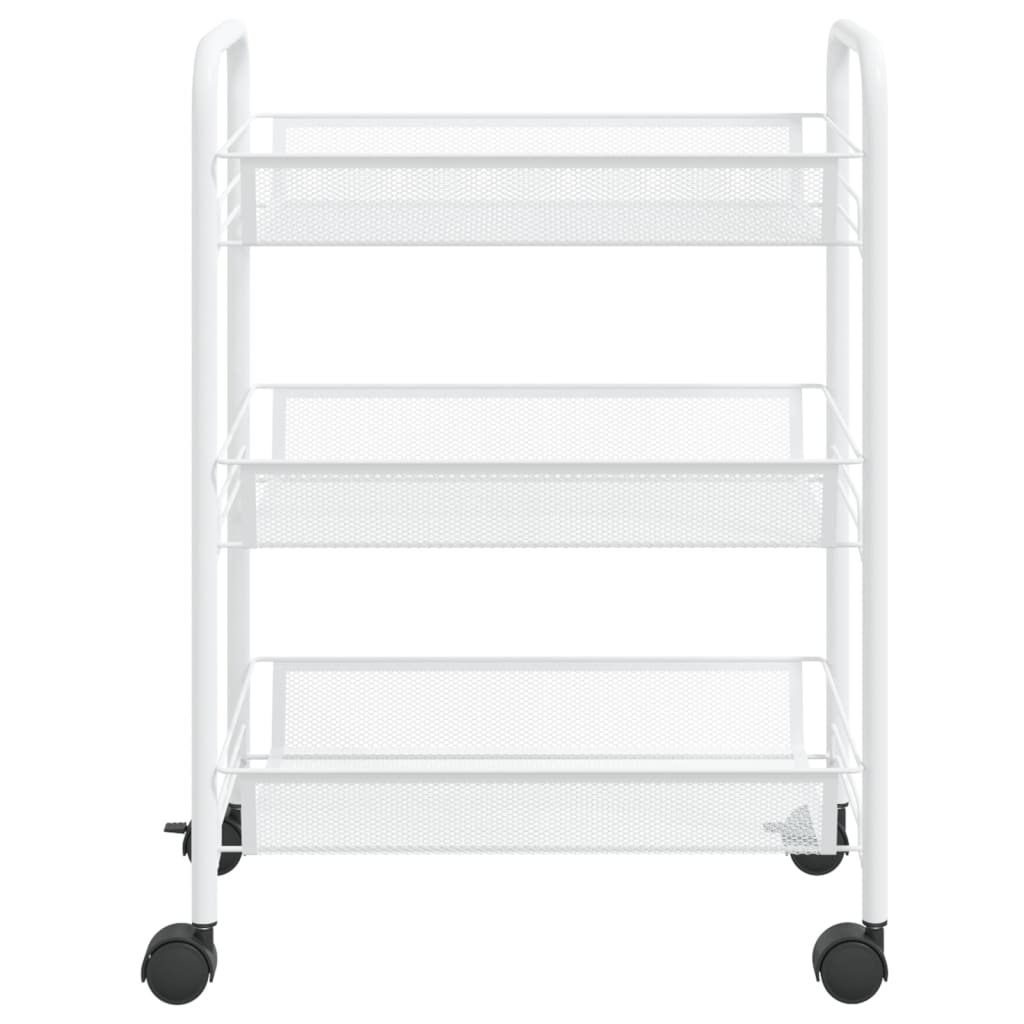 Carrello da Cucina con 3 Ripiani Bianco 46x26x64 cm in Ferro 336323