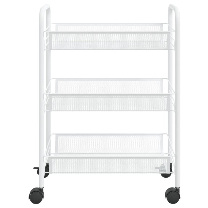 Carrello da Cucina con 3 Ripiani Bianco 46x26x64 cm in Ferro 336323