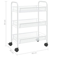 Carrello da Cucina con 3 Ripiani Bianco 46x26x64 cm in Ferro cod mxl 62495