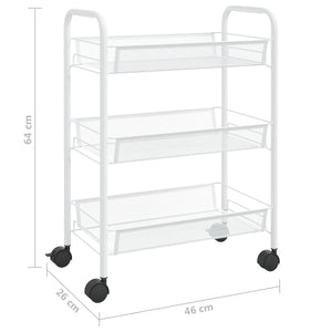 Carrello da Cucina con 3 Ripiani Bianco 46x26x64 cm in Ferro 336323