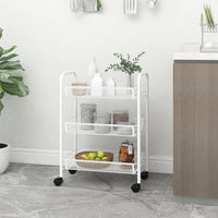 Carrello da Cucina con 3 Ripiani Bianco 46x26x64 cm in Ferro cod mxl 62495