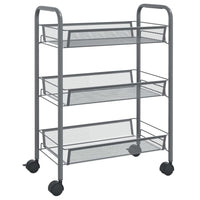 Carrello da Cucina con 3 Ripiani Grigio 46x26x64 cm in Ferro 336324