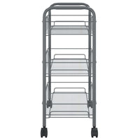 Carrello da Cucina con 3 Ripiani Grigio 46x26x64 cm in Ferro 336324